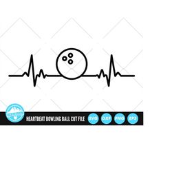 Heartbeat Line Bowling Ball SVG Files | ECG EKG Cut Files | Ten Pin Bowling Vector Files | Sports Vector | Heartbeat Pul