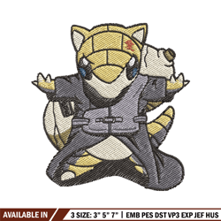 Sandshrew embroidery design, Pokemon embroidery, Anime design, Embroidery file, Digital download, Embroidery shirt