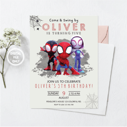 Personalized File Spidey Spiderman Birthday Invitation, Boy Spidey Party Invite, Spidey and his Amazing Friends Birthday