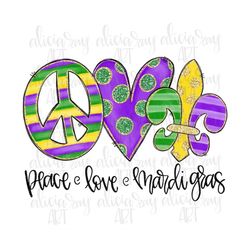 Mardi Gras Sublimation PNG Design | Hand Drawn | Digital Download | Printable Art | Happy Mardi Gras | Peace Love Mardi