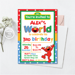 Personalized File Birthday Invitation | Sesame Street Birthday Invitations, Editable-Printable | For Boy and Girl Kids