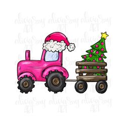Christmas Sublimation Design | Hand Drawn | PNG Digital Download | Digital Art | Tractor | Girl Tractor Design | Christm