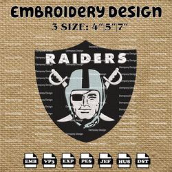 Las Vegas Raiders Embroidery Pattern, NFL Las Vegas Embroidery Designs, NFL Logo Embroidery Files