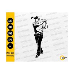 Golf Player SVG | Golf Illustration Drawing Vinyl Stencil Graphics | Cricut Cut File Silhouette Cameo Clip Art Vector Di