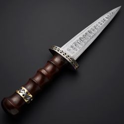 Beautiful Damascus steel custom handmade Dirk dagger with leather sheath