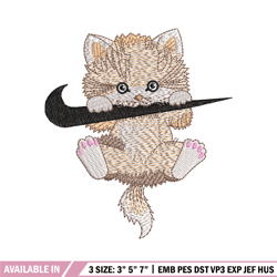 Swoosh cat embroidery design, Cat embroidery, Nike design, Embroidery file, Embroidery shirt, Digital download