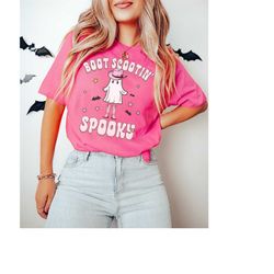 Halloween Shirt, Boot Scootin Spooky Western Halloween Tshirt, Cowboy Halloween Tee, Cute Ghost Halloween Shirt, Spooky