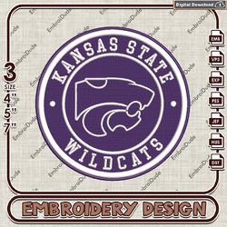 NCAA Logo Embroidery Files, NCAA K State Wildcats Embroidery Designs, Kansas State Wildcats Machine Embroidery Designs