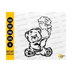 Smoking Teddy Bear SVG | Cannabis Bear SVG | Cute Funny Weed Decal T-Shirt Sticker Graphics | Cut File Clipart Vector Di