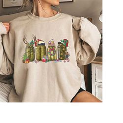 Pickles Jars Xmas Shirt,  Pickles Lover Shirt, Retro  Pickles Shirt, Women Christmas Shirt, Christmas  Pickle Sweatshirt