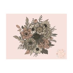 Floral Bouquet PNG Sublimation Design Download, fall floral png, flowers png, elegant png, little girl png, spring png,