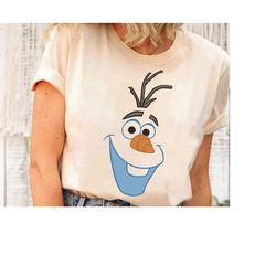 Disney Frozen Olaf Big Face Cartoon T-Shirt , Frozen Elsa Princess shirt, Merry Xmas shirt, Disneyland Family Party Gift