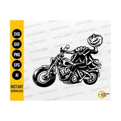 Biker Headless Horseman SVG | Spooky Motorcycle Bike T-Shirt Decor Decal Sticker Graphics | Cricut Printable Clip Art Ve