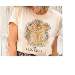 Disney Lion King Simba and Nala Watercolor Graphic Shirt, Hakuna Matata Shirt, Disneyland Trip Family Matching Outfits,