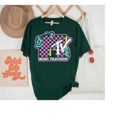 MTV Checkered Monster Hand Logo Graphic T-Shirt, MTV Logo Shirt, Vintage 70s 80s 90s Shirt, WDW Disneyland Trip Family M