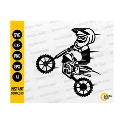 Chibi Motorcycle Racer SVG | Cute Dirt Bike PNG | Offroad Racing Circuit Vehicle Race | Cutfile Printable Clip Art Vecto