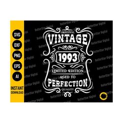 30th Birthday SVG | Vintage 1993 SVG | 30 Years Old Svg | Aged To Perfection SVG | T-Shirt Cut Files | Clipart Vector Di