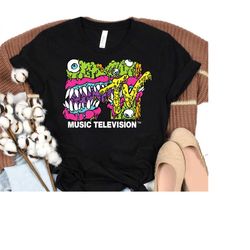 MTV Classic Logo Monster Design T- Shirts, Retro MTV Logo Shirt, Vintage 70s 80s 90s Shirt, WDW Disneyland Trip Family M