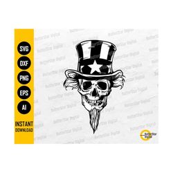 skull uncle sam svg | patriotic svg | usa t-shirt tattoo decal | cricut silhouette cameo cnc cuttable clipart vector dig