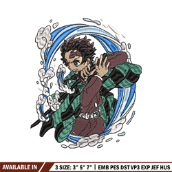 Tanjiro water breathing embroidery design, Kimetsu no Yaiba embroidery, anime design, anime shirt, Digital download
