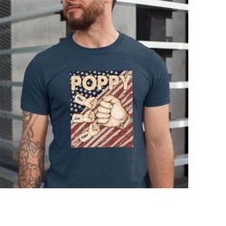 Personalized Grandpa Fist Bump USA Flag Shirt, American Flag Shirt, Patriotic Papa Shirt, Father's Day Shirt