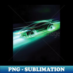 Car with Glowing Neon Green Color - PNG Transparent Sublimation Design - Unleash Your Creativity