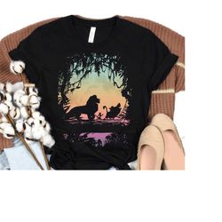 Disney Lion King Gradient Jungle Trio Graphic T-Shirt, Disneyland Trip Family Matching Outfits, Magic Kingdom Shirt, Wal