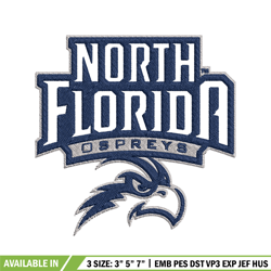 UNF Ospreys embroidery design, UNF Ospreys embroidery, logo Sport, Sport embroidery, NCAA embroidery.