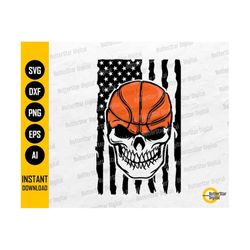 US Basketball Skull SVG | Team USA T-Shirt Decal Stickers | Cricut Cut File Silhouette Cameo Printable Clipart Vector Di