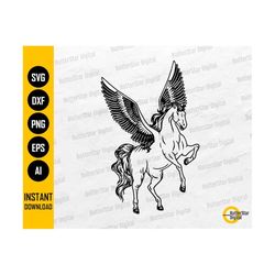 Pegasus SVG | Winged Horse SVG | Mythical Animal T-Shirt Drawing Graphics | Cricut Cut File Silhouette Clipart Vector Di