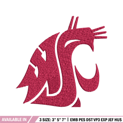 Washington State Cougars embroidery design, Washington State Cougars embroidery, Sport embroidery, NCAA embroidery.