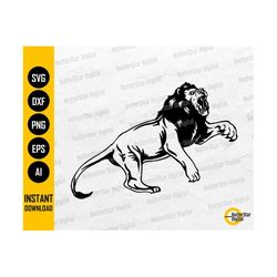 Aggressive Lion SVG | African Safari SVG | Wild Animal T-Shirt Graphics | Cricut Cut Files Silhouette Clip Art Vector Di