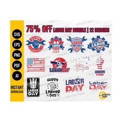 75 OFF Labor Day BUNDLE SVG | 12 Labour Day Designs | Workers Day | Cricut Cutting File | Clipart Vector | Digital Downl
