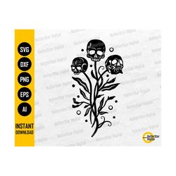 Flower Skulls SVG | Death SVG | Gothic Floral Decals T-Shirt Graphics | Cricut Cutting File Cuttable Clip Art Vector Dig