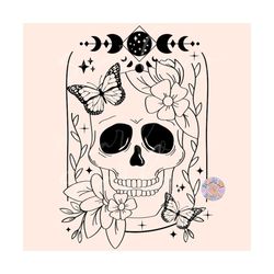 Floral Skeleton PNG Sublimation Digital Design Download-skull png, butterfly png, grunge png, edgy png, png for women, m