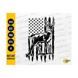US Deer SVG | USA Deer Hunting Svg | Elk Svg | Distressed American Flag Svg | Cricut Cut Files Cameo | Clipart Vector Di