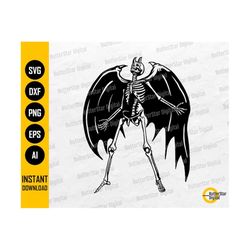 Demon Skeleton SVG | Devil SVG | Horror SVG | Hell Grave Monster Evil Death Horns Bat | Cutting Files Clip Art Vector Di