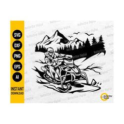 Snowmobile Scene SVG | Snow Vehicle SVG | Winter Decal Sticker T-Shirt Vinyl | Cricut Cutting File Silhouette Clipart Di