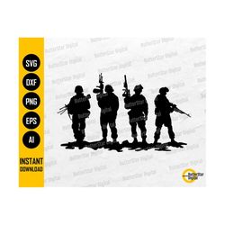 Soldiers Silhouette SVG | Army T-Shirt Decals Sticker Image Graphics | Cricut Cutting File Printable Clip Art Vector Dig