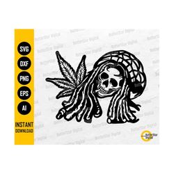 Rasta Skull SVG | Blunt Joint Hash 420 Reggae Ganja Hemp Dope Pot High Stoned | Cutting File Cuttable Clipart Vector Dig