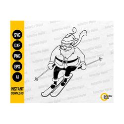 Santa Claus Skiing SVG | Funny Christmas T-Shirt Vinyl Graphics | Cricut Cut Files Silhouette Cuttable Clipart Vector Di