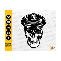 Cop Skull SVG | Skeleton Police SVG | Police Force T-Shirt Vinyl Decals Graphics | Cricut Silhouette Clip Art Vector Dig