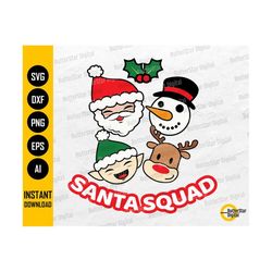 Santa Squad PNG | Cute Christmas SVG | Santa Claus | Frosty | Elf | Reindeer | Cricut Silhouette | Printable Clipart Dig