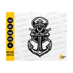Boat Captain Anchor SVG | Sailing SVG | Sailor T-Shirt Decals Sticker Graphics | Cricut Cutting File Clip Art Vector Dig
