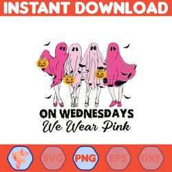 On Wednesdays We Wear Pink Png, Designs Breast Cancer Groovy Style Png, Cancer Png, Cancer Awareness, Pink Ribbon.