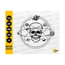 Skull Solar System SVG | Space SVG | Planets SVG | Gothic Decal T-Shirt Graphics | Cut File Printable Clip Art Vector Di