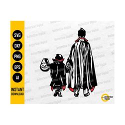 Vampire Dad And Kid SVG | Halloween SVG | Trick Or Treating SVG | Cricut Cutting File Silhouette Cameo Clipart Vector Di