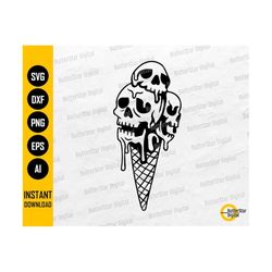 Ice Cream Skulls SVG | I Scream Summer Decal T-Shirt Sticker Graphics | Cricut Cutting File Printable Clipart Vector Dig