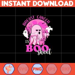Breast Cancer Is Boo Sheet Png, Designs Breast Cancer Groovy Style Png, Cancer Png, Cancer Awareness, Pink Ribbon