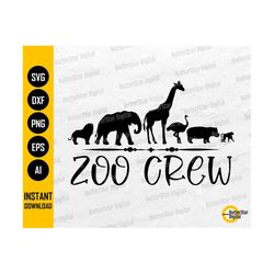 Zoo Crew SVG | Wild One SVG | Cute Animals SVG | Kids Birthday Party Decor T-Shirt | Cricut Cut Files Clip Art Vector Di